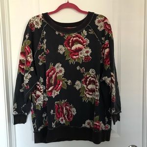 Free People Womens Floral Raglan Sweatshirt